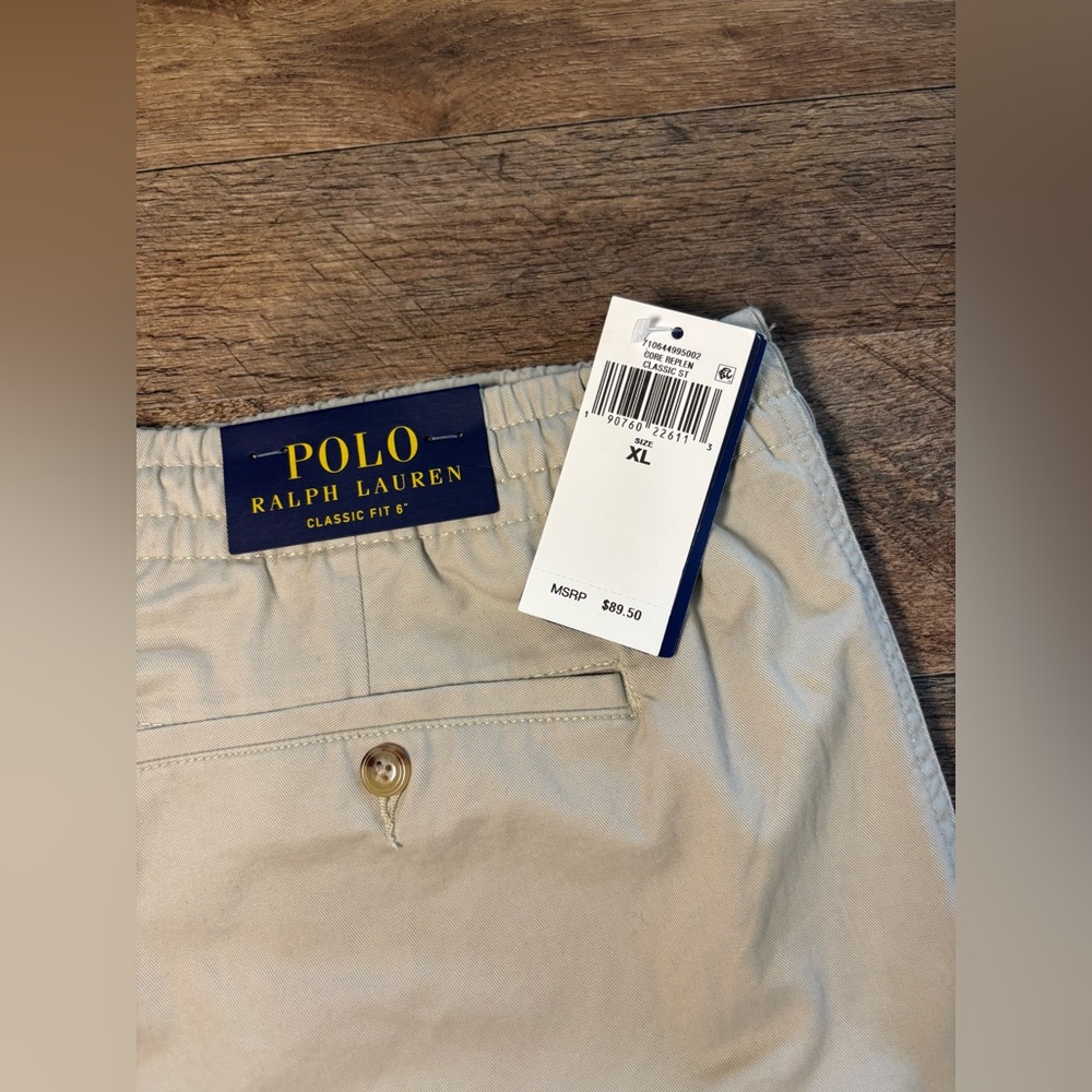 Polo Ralph Lauren Stretch Classic-Fit Chino 6" Inseam Shorts Khaki Tan waist XL - Picture 8 of 10